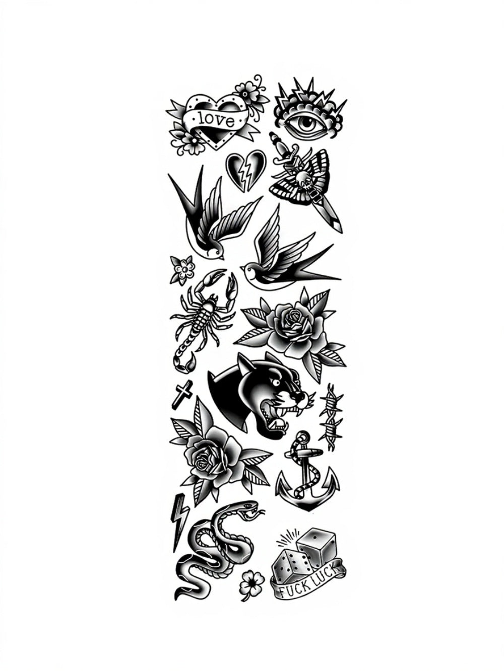 Old School Legends Yarı Kalıcı Kol Dövmesi