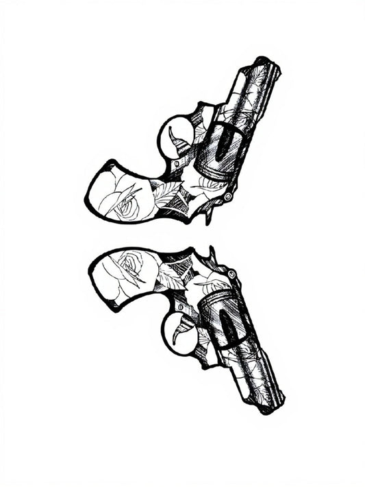 Roses & Guns Yarı Kalıcı Küçük Boy Dövme
